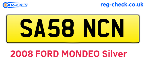 SA58NCN are the vehicle registration plates.