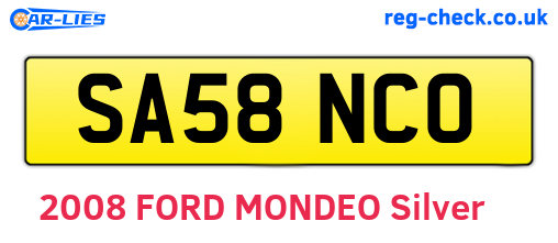 SA58NCO are the vehicle registration plates.