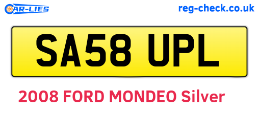 SA58UPL are the vehicle registration plates.