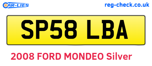 SP58LBA are the vehicle registration plates.
