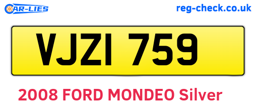 VJZ1759 are the vehicle registration plates.