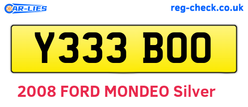 Y333BOO are the vehicle registration plates.