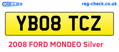YB08TCZ are the vehicle registration plates.