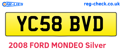 YC58BVD are the vehicle registration plates.