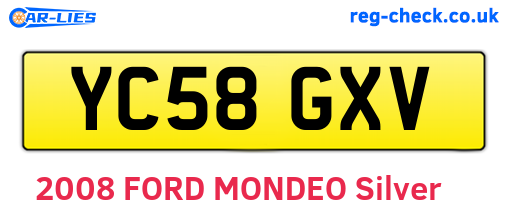 YC58GXV are the vehicle registration plates.