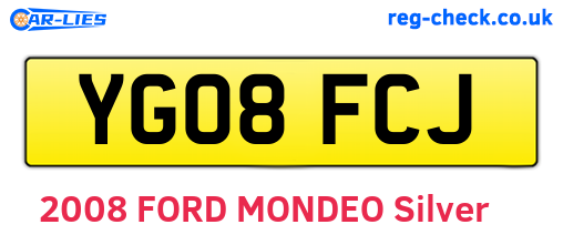 YG08FCJ are the vehicle registration plates.
