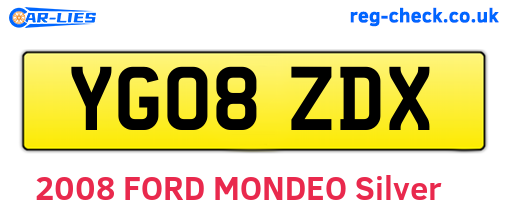 YG08ZDX are the vehicle registration plates.