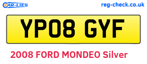 YP08GYF are the vehicle registration plates.