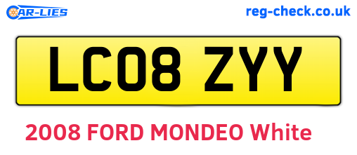 LC08ZYY are the vehicle registration plates.
