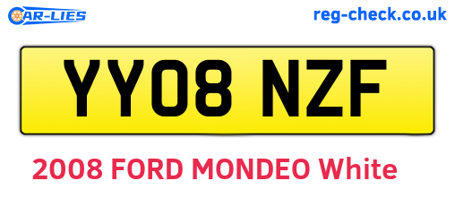YY08NZF are the vehicle registration plates.