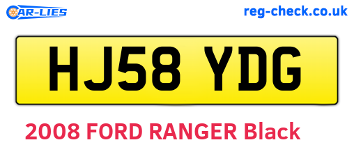 HJ58YDG are the vehicle registration plates.