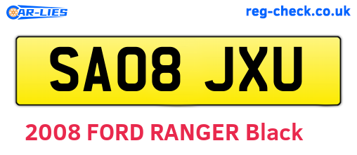 SA08JXU are the vehicle registration plates.