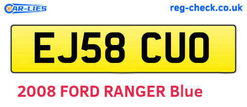 EJ58CUO are the vehicle registration plates.