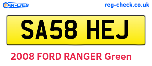 SA58HEJ are the vehicle registration plates.