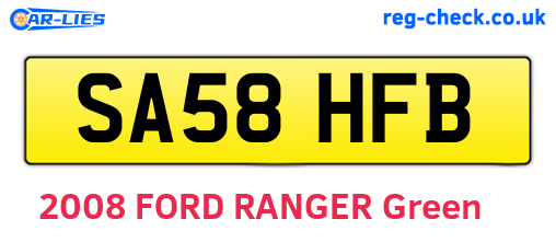 SA58HFB are the vehicle registration plates.