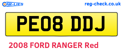 PE08DDJ are the vehicle registration plates.