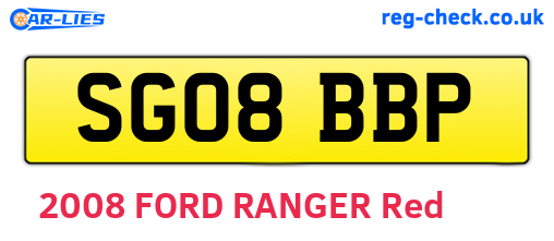 SG08BBP are the vehicle registration plates.