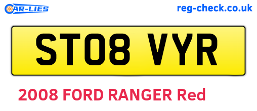 ST08VYR are the vehicle registration plates.