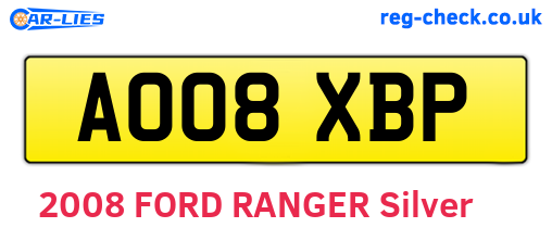 AO08XBP are the vehicle registration plates.