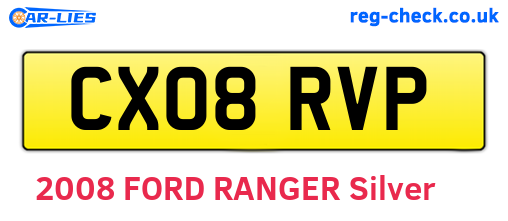 CX08RVP are the vehicle registration plates.