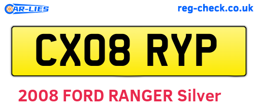 CX08RYP are the vehicle registration plates.