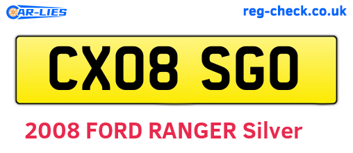 CX08SGO are the vehicle registration plates.
