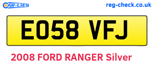 EO58VFJ are the vehicle registration plates.