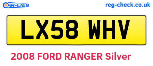 LX58WHV are the vehicle registration plates.