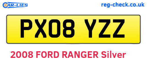 PX08YZZ are the vehicle registration plates.