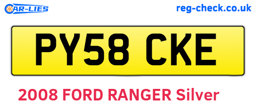 PY58CKE are the vehicle registration plates.