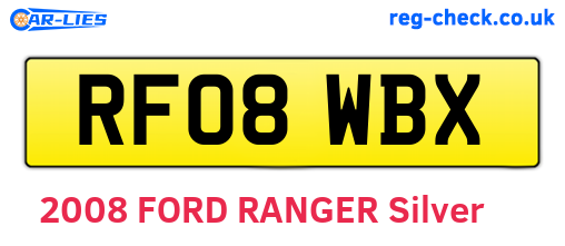 RF08WBX are the vehicle registration plates.