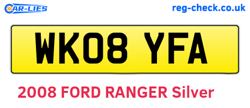 WK08YFA are the vehicle registration plates.