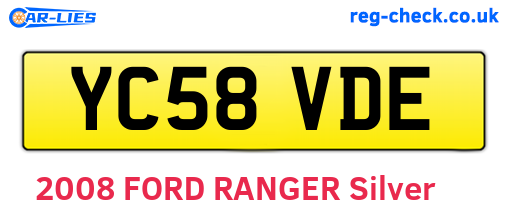 YC58VDE are the vehicle registration plates.