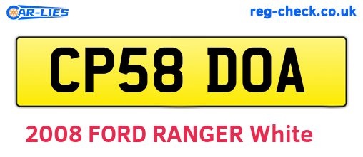CP58DOA are the vehicle registration plates.