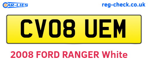 CV08UEM are the vehicle registration plates.