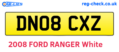 DN08CXZ are the vehicle registration plates.