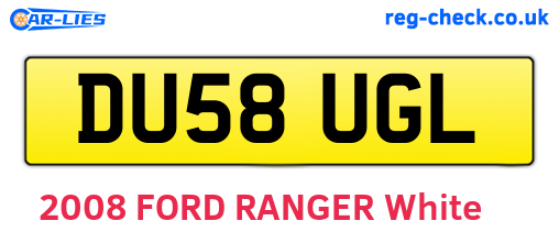 DU58UGL are the vehicle registration plates.