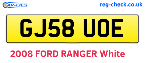 GJ58UOE are the vehicle registration plates.