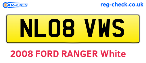 NL08VWS are the vehicle registration plates.