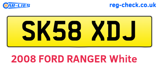 SK58XDJ are the vehicle registration plates.