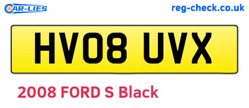 HV08UVX are the vehicle registration plates.