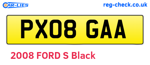 PX08GAA are the vehicle registration plates.