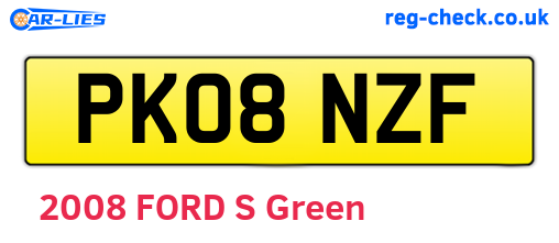 PK08NZF are the vehicle registration plates.