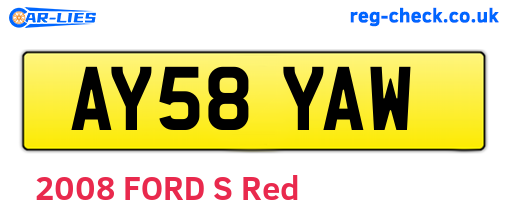 AY58YAW are the vehicle registration plates.