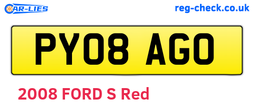 PY08AGO are the vehicle registration plates.