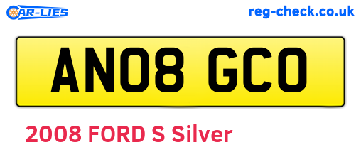 AN08GCO are the vehicle registration plates.