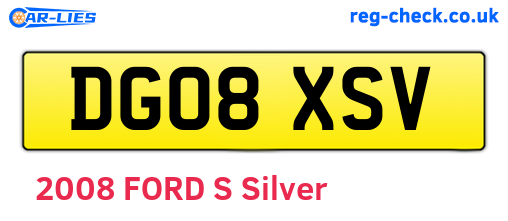DG08XSV are the vehicle registration plates.