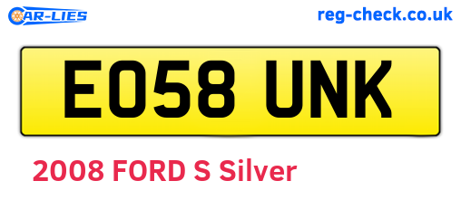 EO58UNK are the vehicle registration plates.