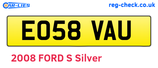 EO58VAU are the vehicle registration plates.