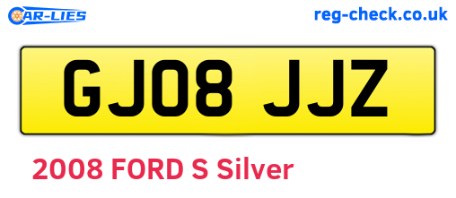 GJ08JJZ are the vehicle registration plates.